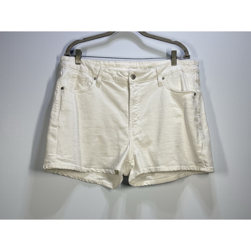 Old Navy O.G. Straight High Rise Denim Shorts Women Size 18 White Cotton